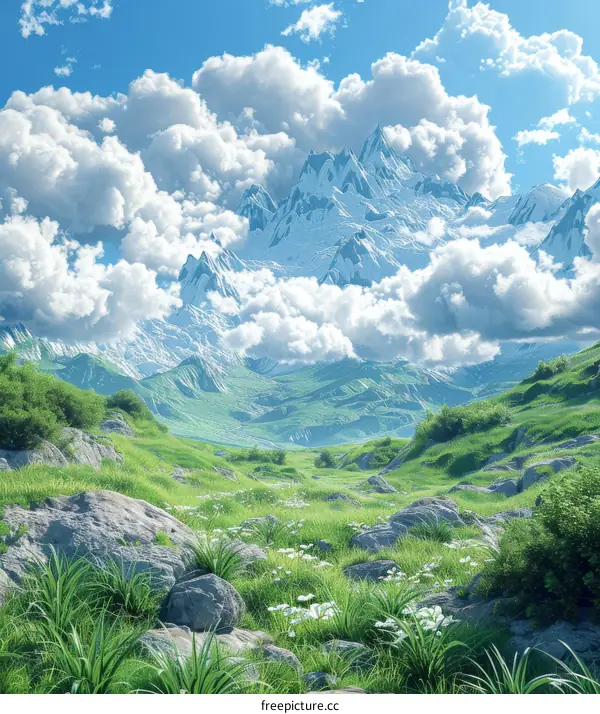 Majestic Mountain Landscape under a Cloudy Sky