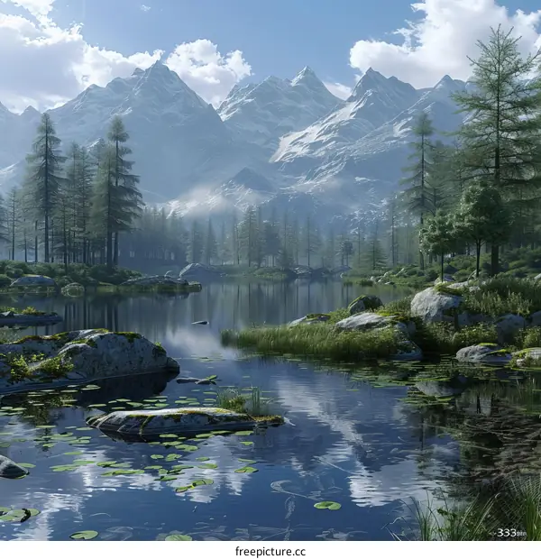 Tranquil Mountain Lake Reflection