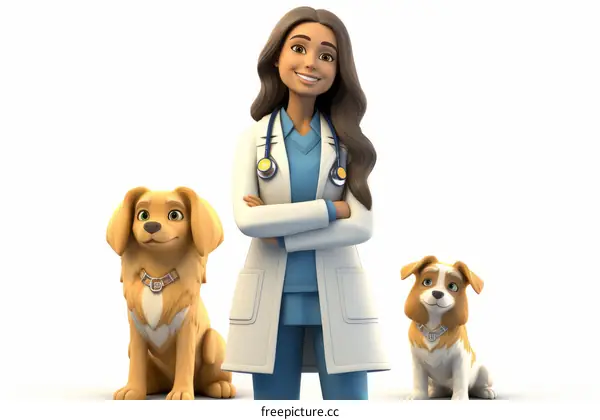Veterinarian with Two Dogs