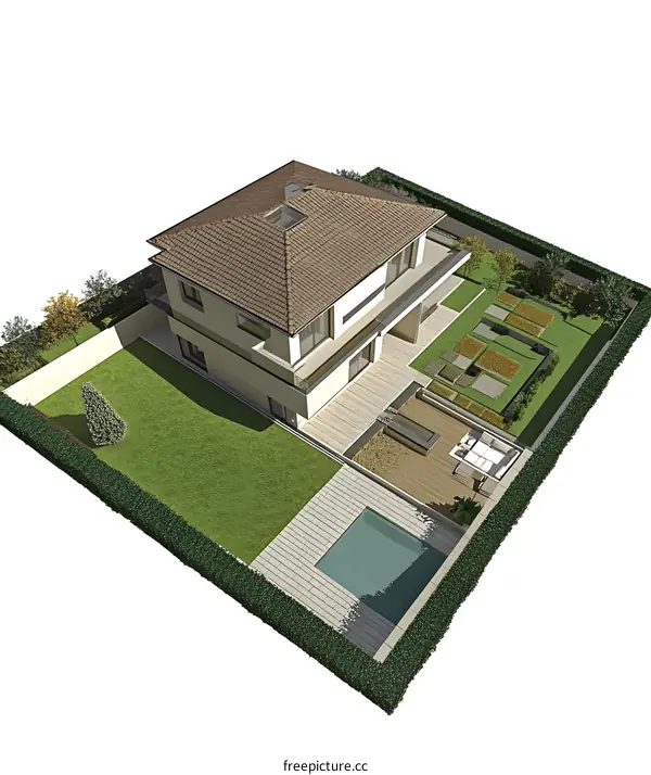 Modern House Design With Swimming Pool and Garden