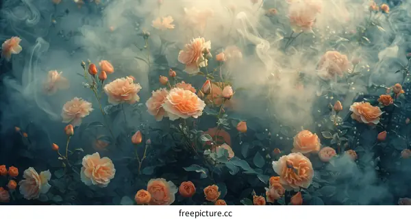 ethereal orange roses in a dreamy setting