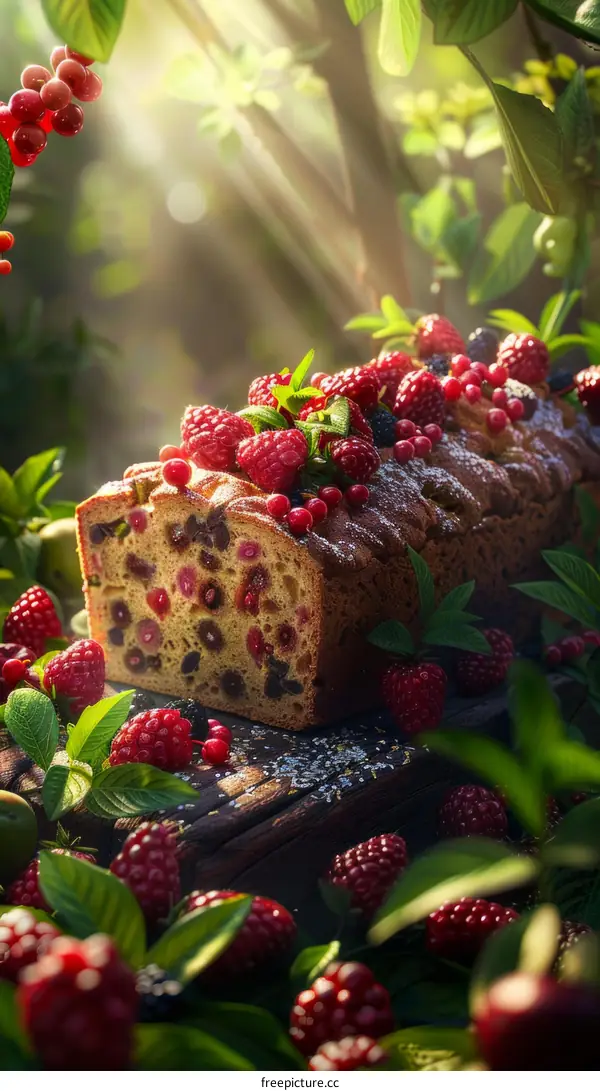 Homemade Fruit Cake with Fresh Berries