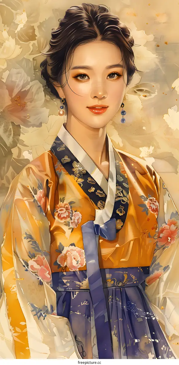 Portrait of a young woman in traditional Korean dress