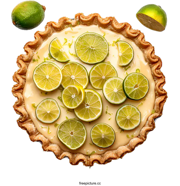 [Transparent Background PNG]Key Lime Pie with Lime Slices