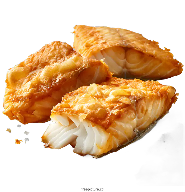 [Transparent Background PNG]Fried fish fillet pieces