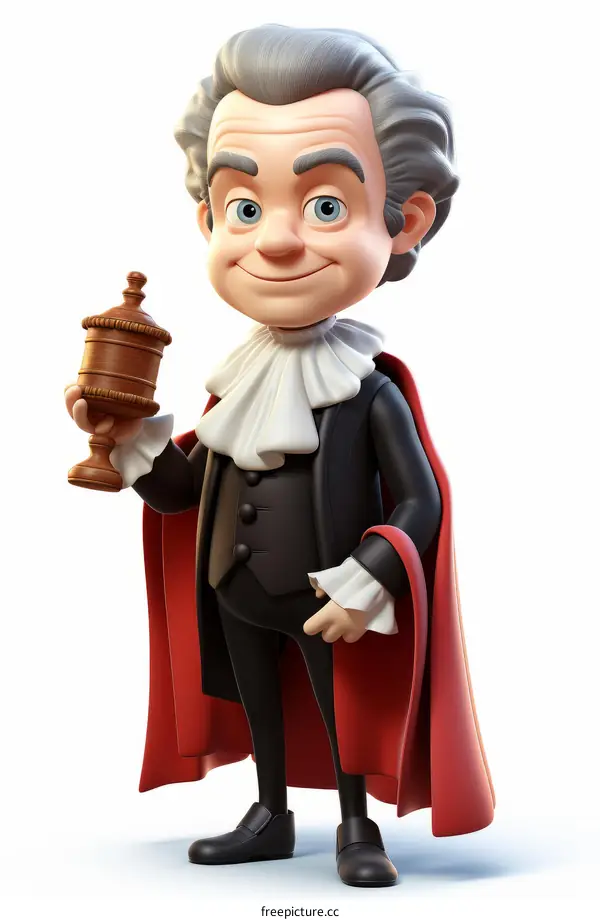 A cartoon judge holding a gavel