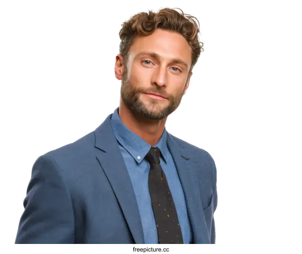 [Transparent Background PNG]Business Man Portrait Against White Background