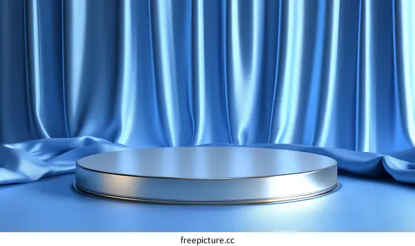 Elegant Blue Silk Drapery Display Stage