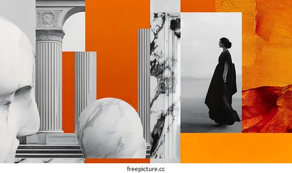 Abstract Collage With Woman And Marble Columns