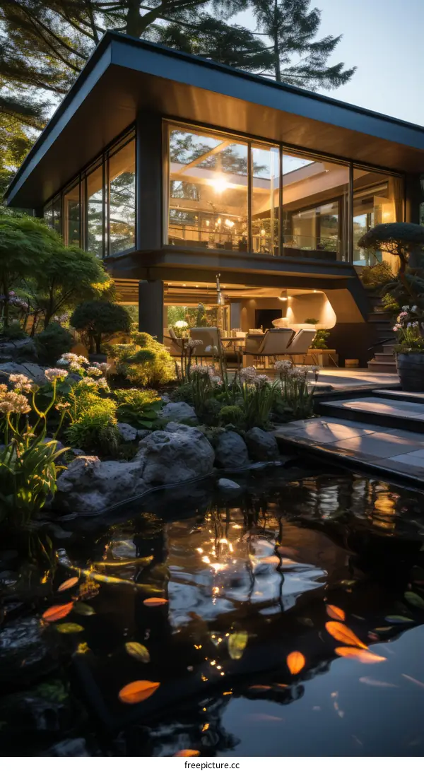 Peaceful Retreat: Tranquil House by a Serene Pond