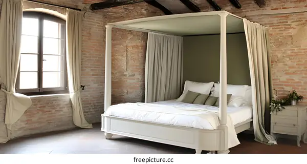 Four Poster Bed in a Rustic Bedroom