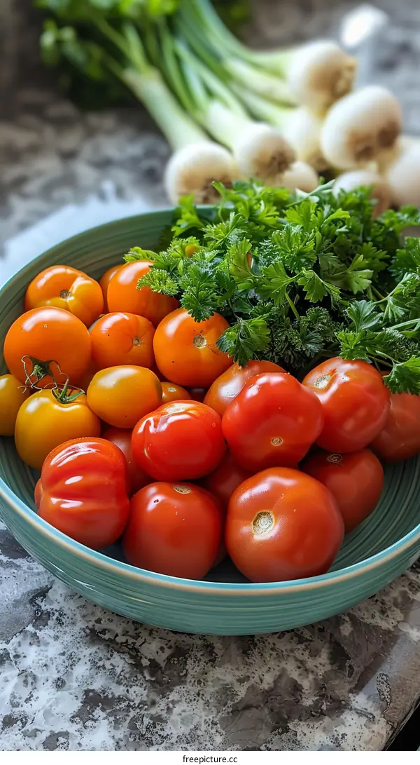 Fresh Tomatoes with Parsley and Green Onions