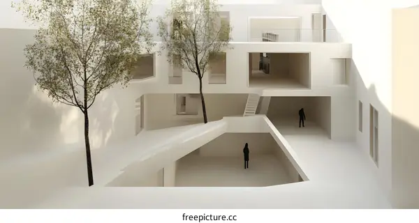 Modern Minimalist Architecture Design With Courtyard