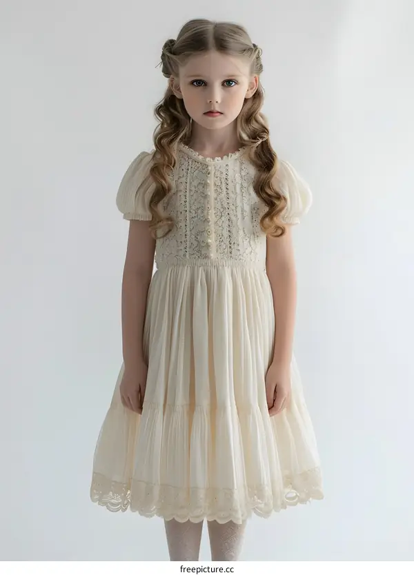 Portrait of a Young Girl in a White Dress