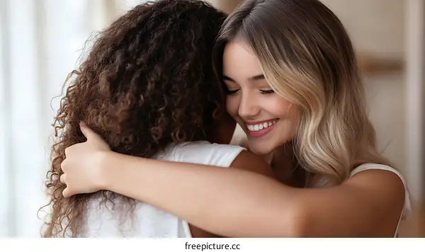 Warm Embrace of Two Diverse Women