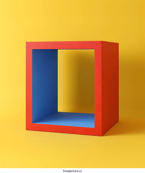 Red and Blue Frame on Yellow Background