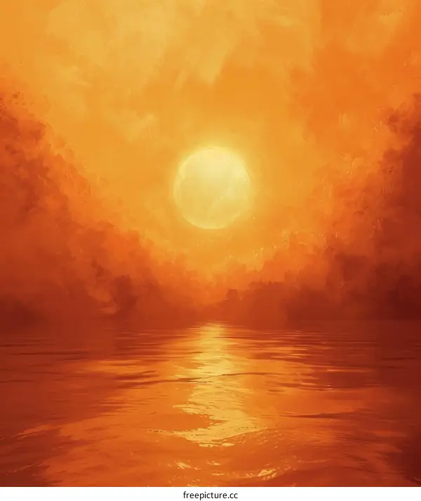 Tranquil setting with a rising full moon over a calm sea