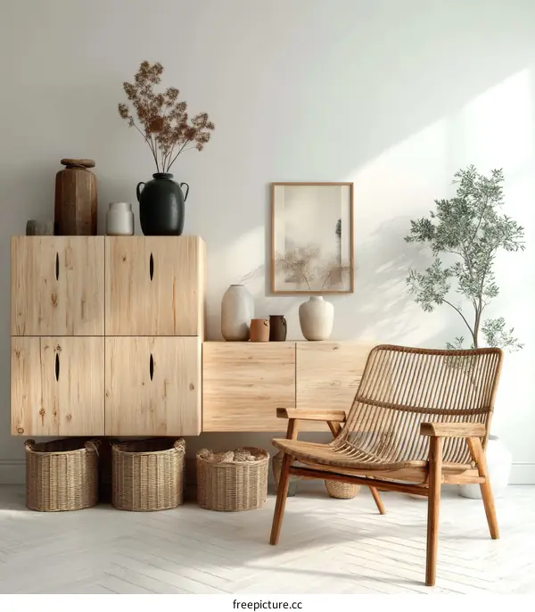 Modern Minimalist Wooden Living Room