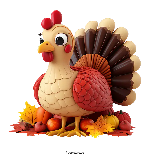 [Transparent Background PNG]Cute Cartoon Turkey for Thanksgiving