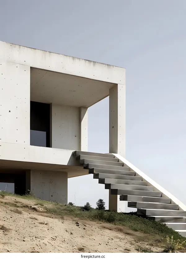 Modern Concrete House with Staircase