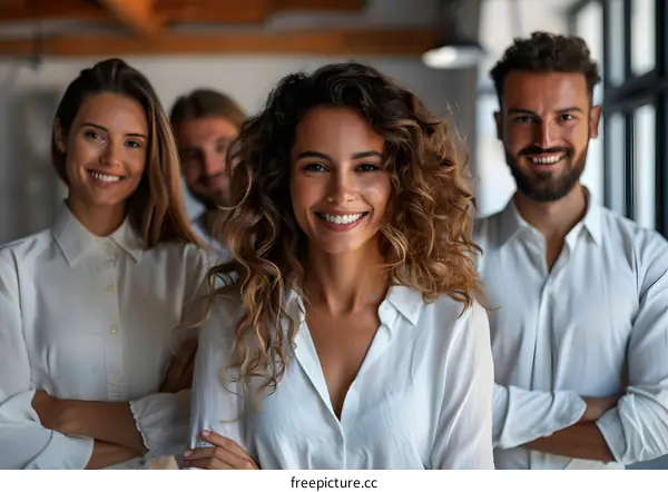 portrait of a group of business people smiling at the camera