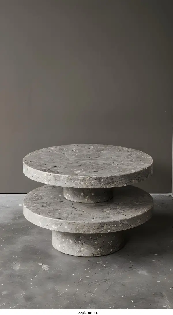 Round Stone Coffee Table With Two Layers