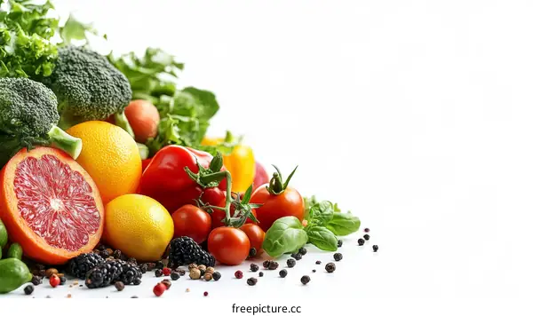 Colorful Fresh Fruits and Vegetables Composition