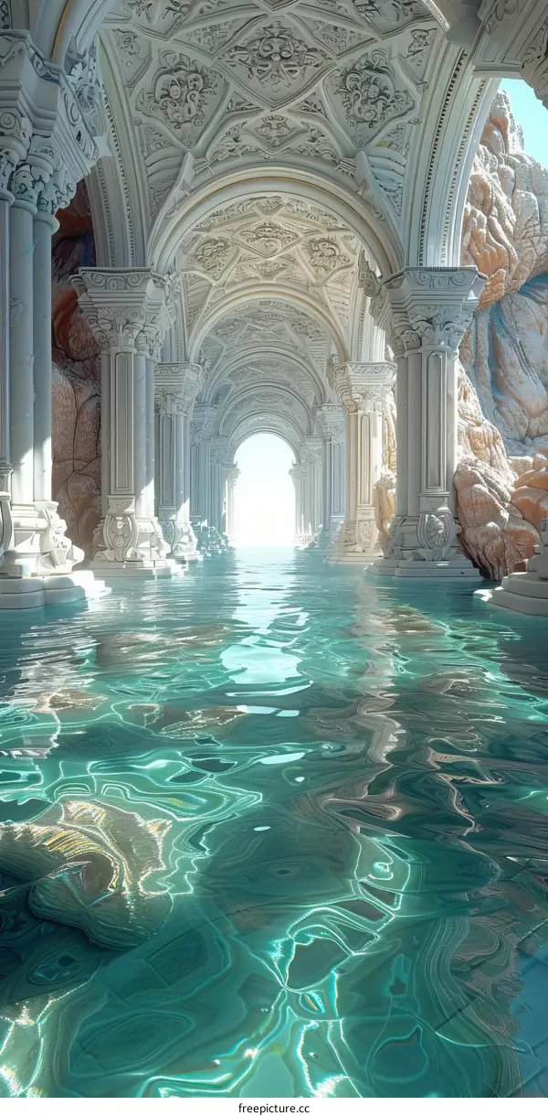 Surreal Underwater Greek Colonnade
