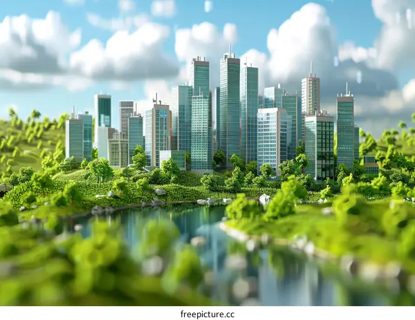 Green city surrounded by nature