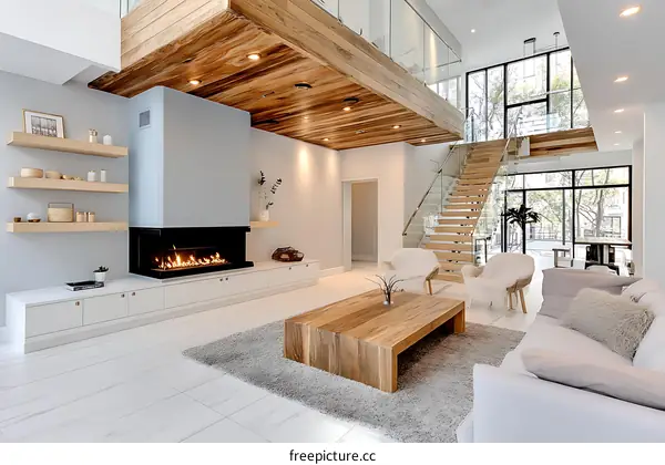 Modern Home Living Room with Fireplace