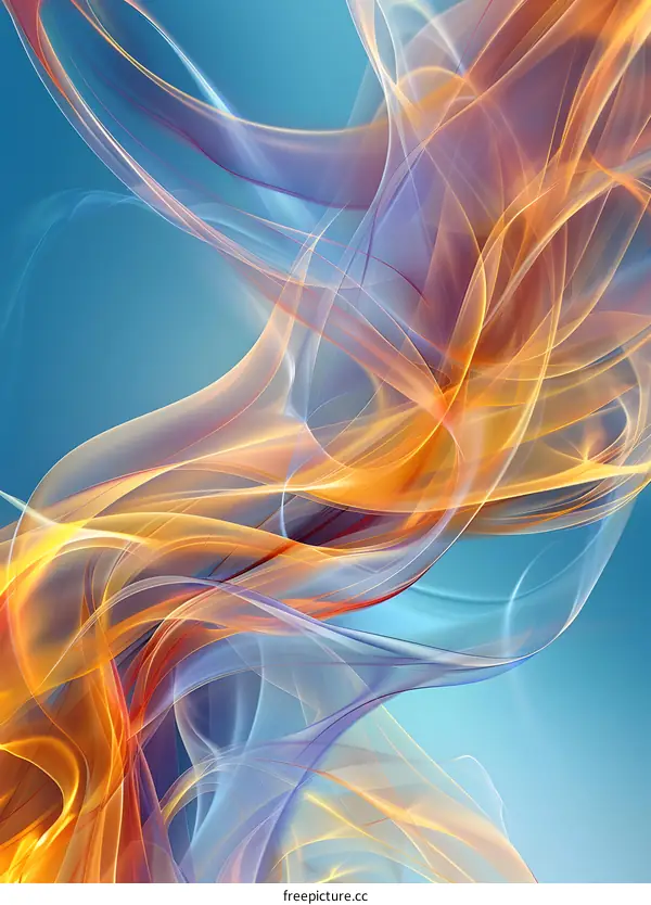 Abstract blue orange yellow white light curves