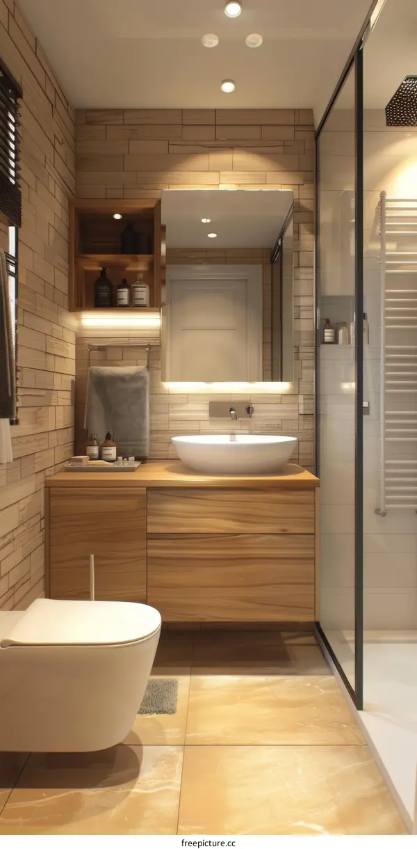 Bathroom interior design with natural materials
