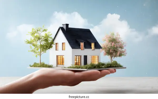 Miniature House in Hand Illustrative Design