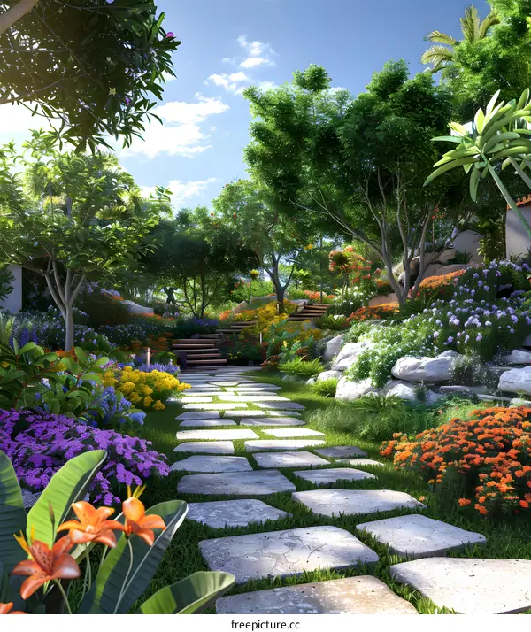 Colorful garden path