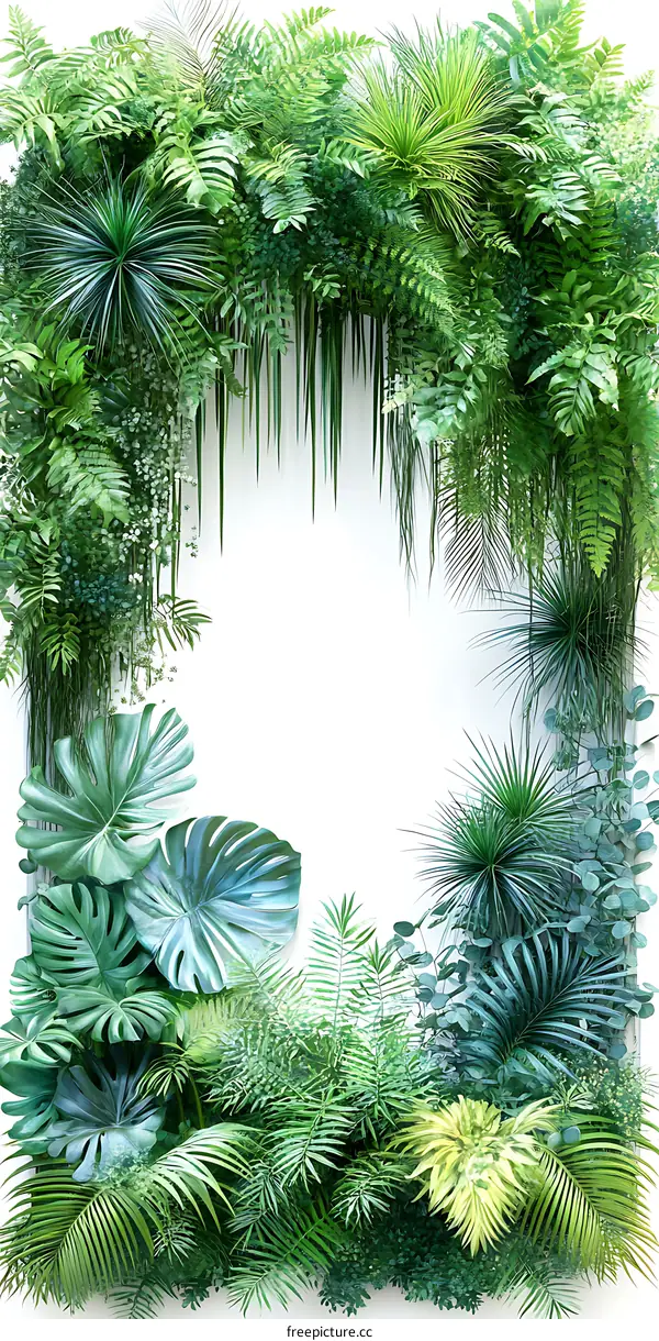 Green Tropical Plants Wall Background