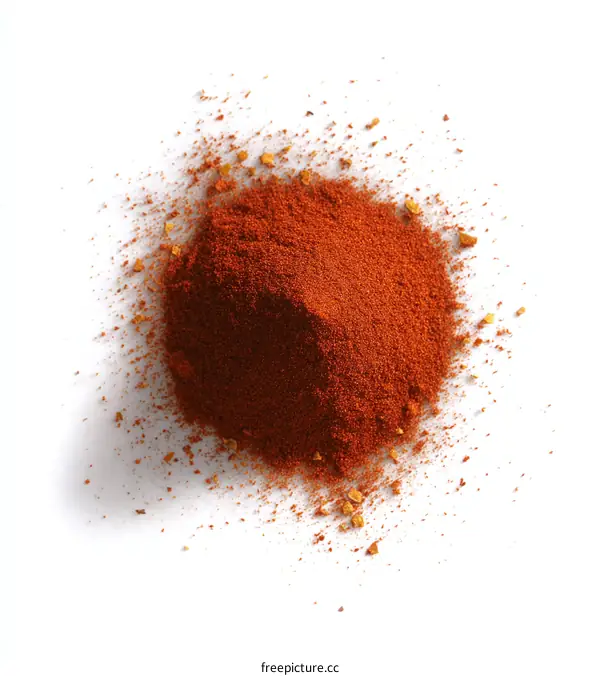 Pile of Red Chili Powder Isolated on White Background