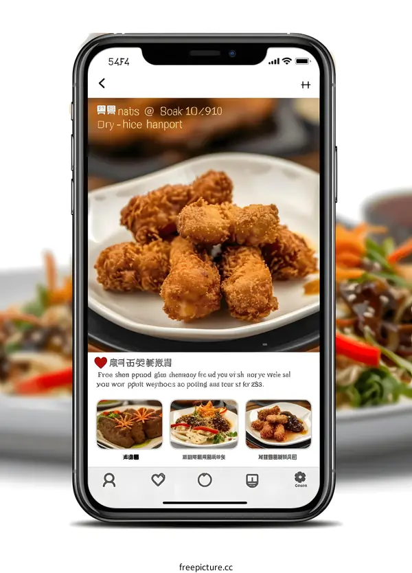 Fried Chicken Strips in a White Plate on a Smartphone