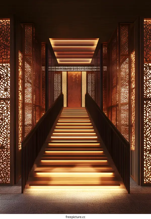 Modern Staircase With Wooden Panels Design