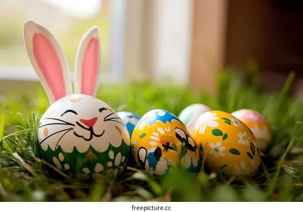 Easter Eggs in Grassy Nest