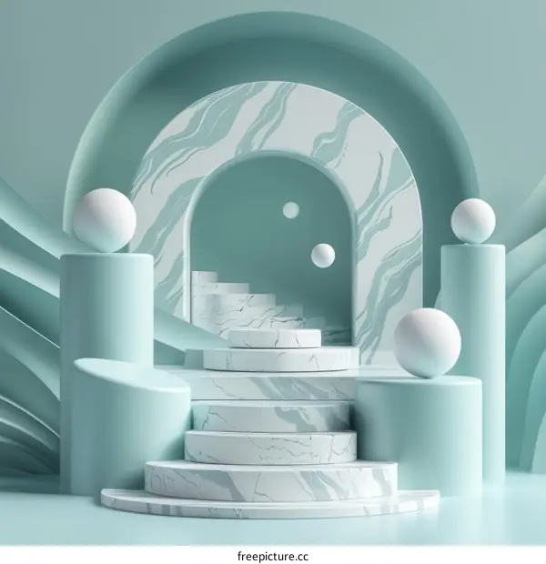 Modern Abstract Marble Stairway Display