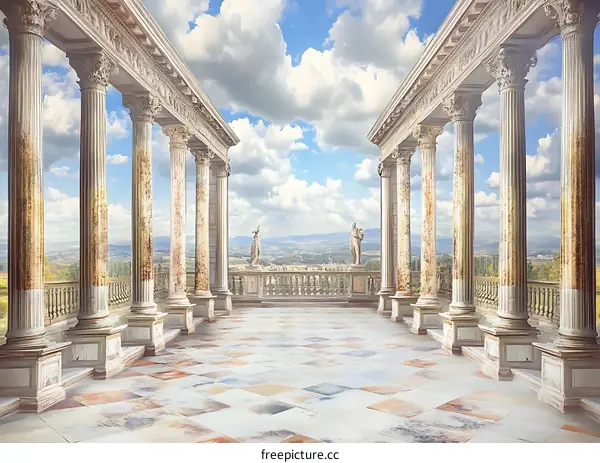 Classical Architecture Columns Balcony View