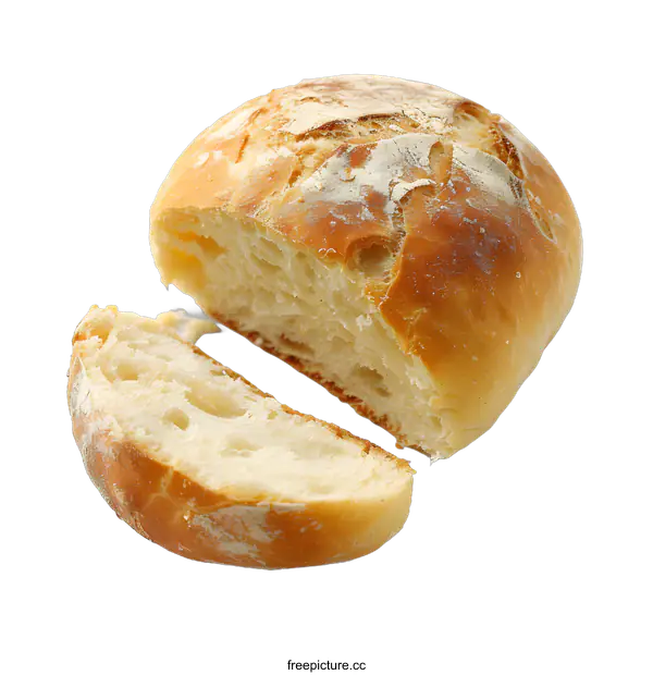 [Transparent Background PNG]Freshly Baked Bread Sliced on White Background