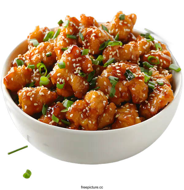 [Transparent Background PNG]Bowl of Sesame Chicken