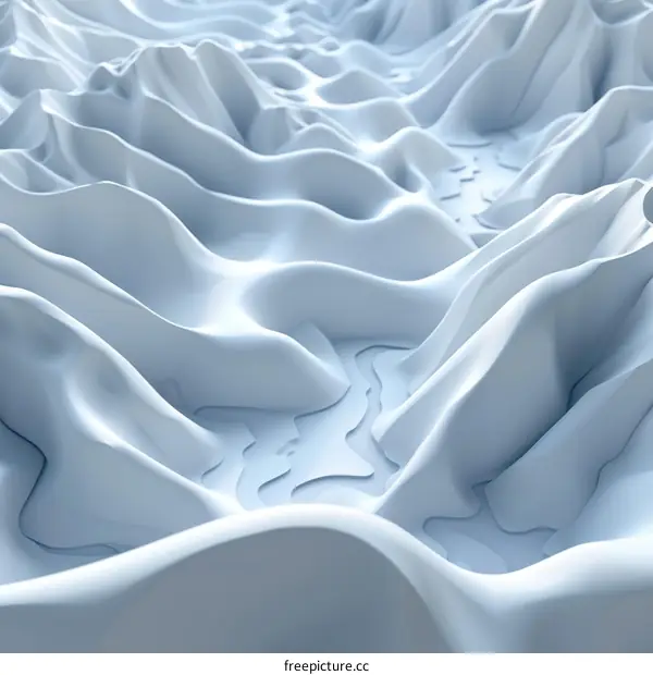 3D rendering of a snow covered mountain landscape