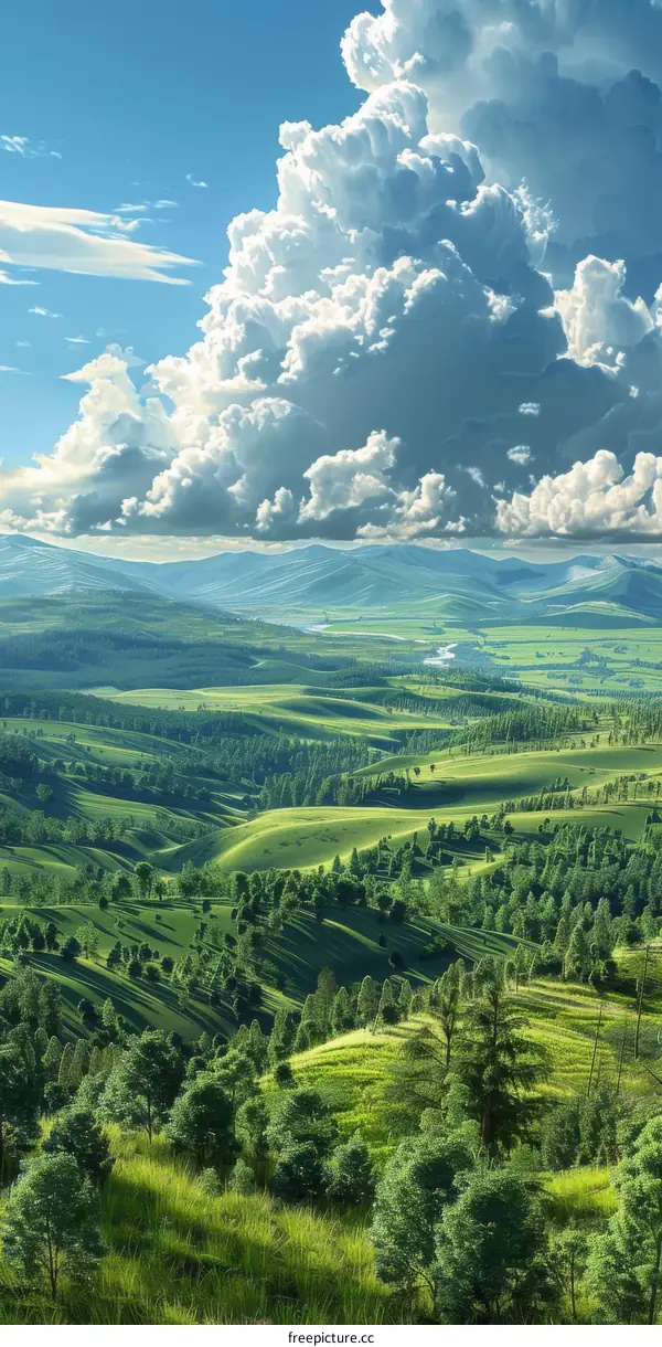 Stunning Mountain Valley Landscape Under a Dramatic Sky