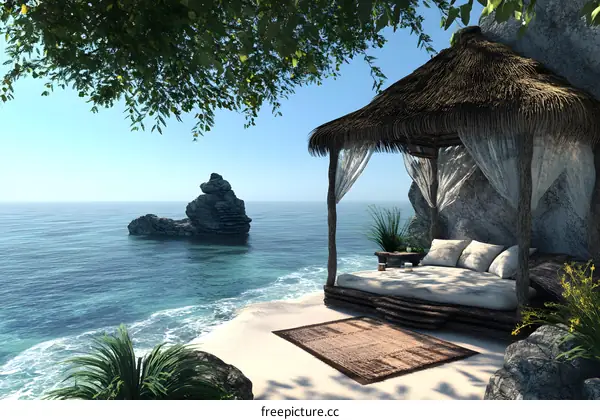 Tropical Beach Hut With Sea View