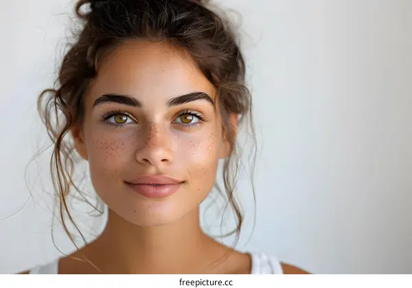 portrait of a young woman with freckles