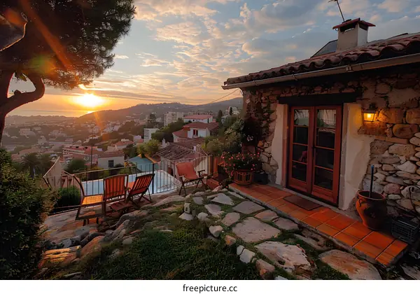 Stone house with a view of the Mediterranean Sea