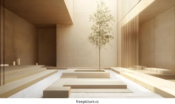 Minimalist Zen Garden Courtyard Design