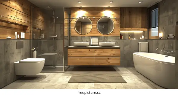 Modern Wooden Bathroom Interior Design